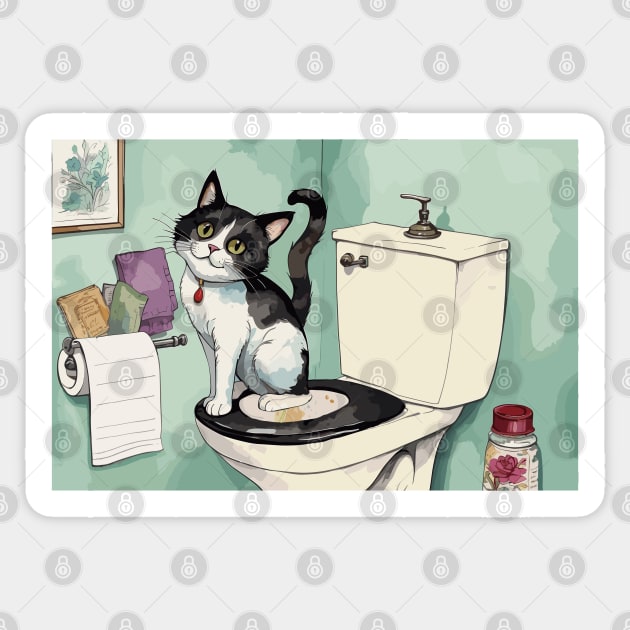 Pooping Tuxedo Cat Sticker by PetODesigns